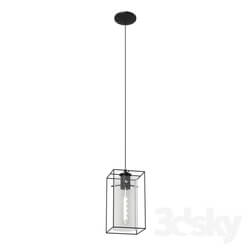 Ceiling light - 49495 Suspension LONCINO_ 1x60W _E27__ steel_ black _ smoky glass 