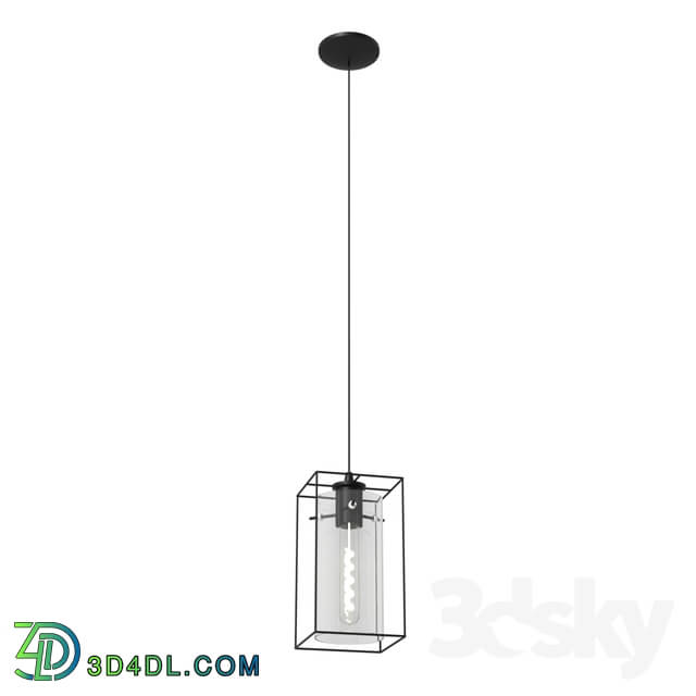 Ceiling light - 49495 Suspension LONCINO_ 1x60W _E27__ steel_ black _ smoky glass