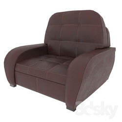 Arm chair - Brown leather chair 