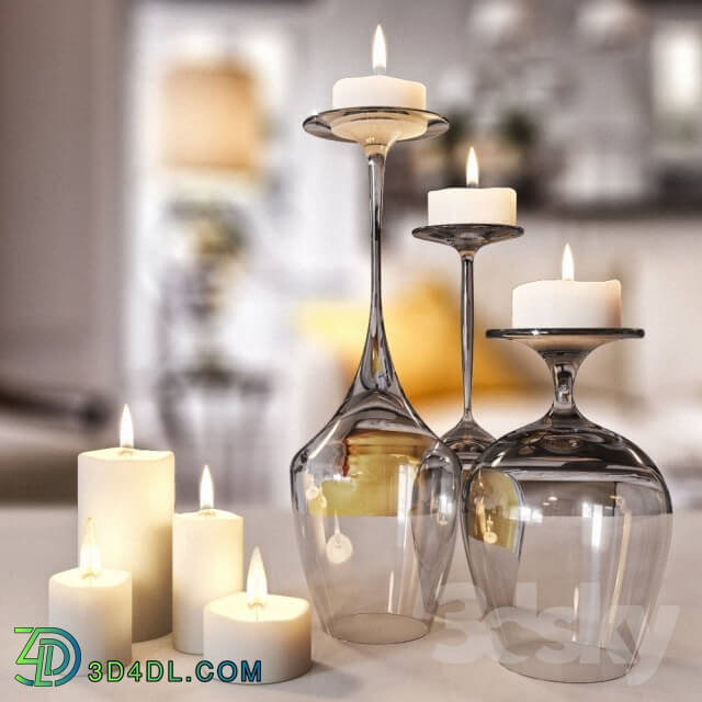 Other decorative objects - The composition of the glasses and candles