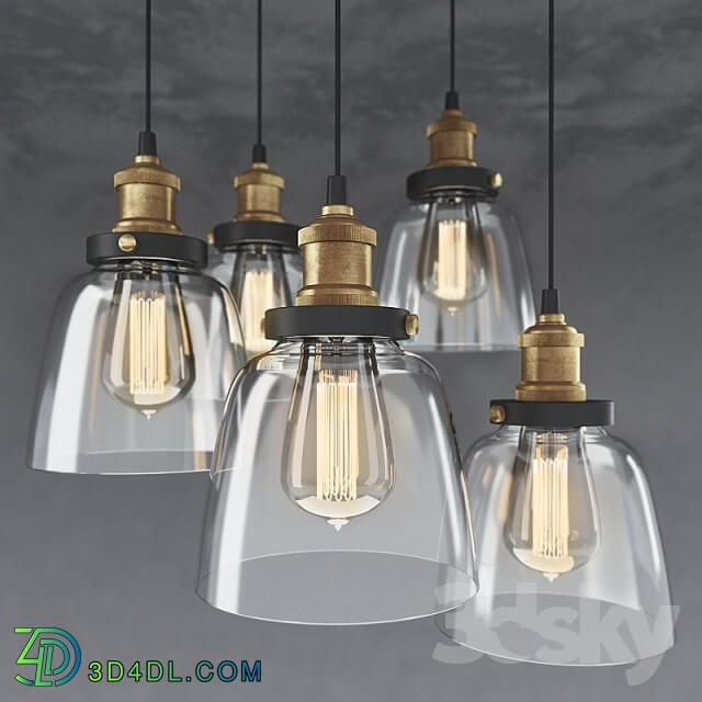 Ceiling light - 5-light Edison Lamp with Bulbs. Chandelier with 5 hangers and Edison bulbs