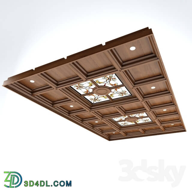 Decorative plaster - Wooden ceiling. Caissons