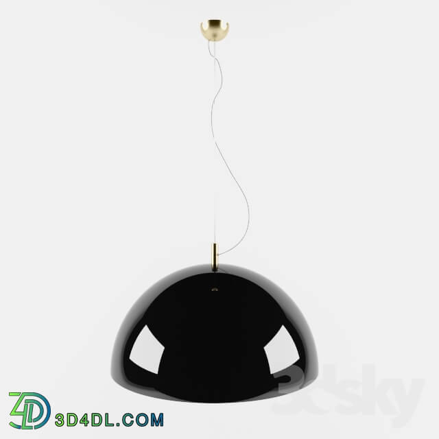 Ceiling light - Black Lacquered Pendant Light with Gold Pleated Shade - HP014854