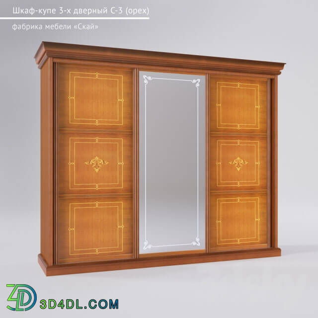 Wardrobe _ Display cabinets - Wardrobe 3 doors C-3 _walnut_