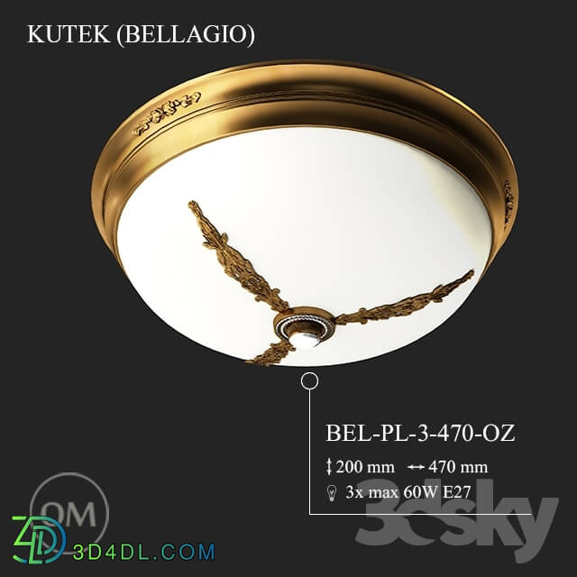 Ceiling light - KUTEK _BELLAGIO_ BEL-PL-3-470-OZ