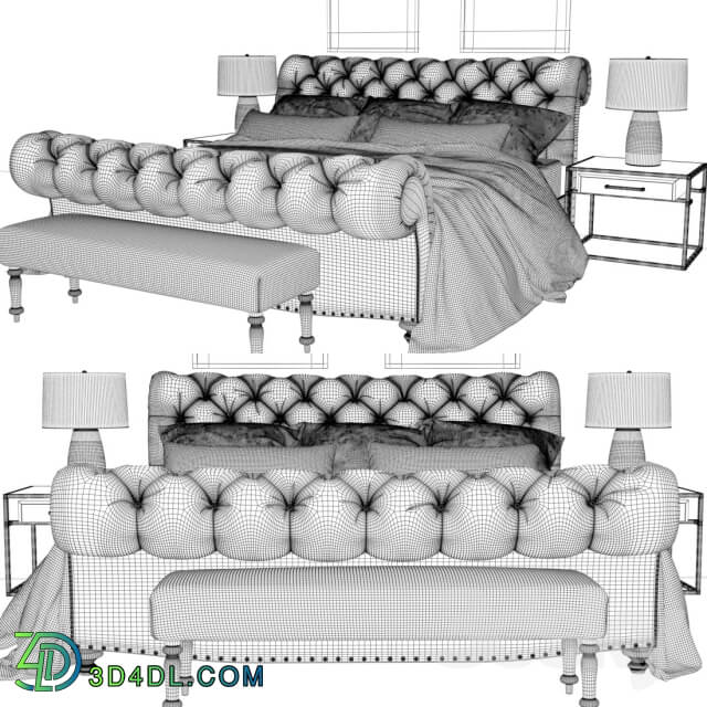 Bed - Burton eloise tufted sleigh bed