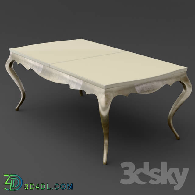 Table - OM Dining table Fratelli Barri VENEZIA in pearl cream lacquer finish_ legs and base in silver leaf finish_ FB.DT.VZ.22