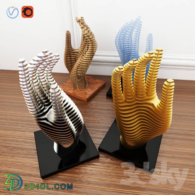 Sculpture - Hand shaped figurine from different plates _4 variants_