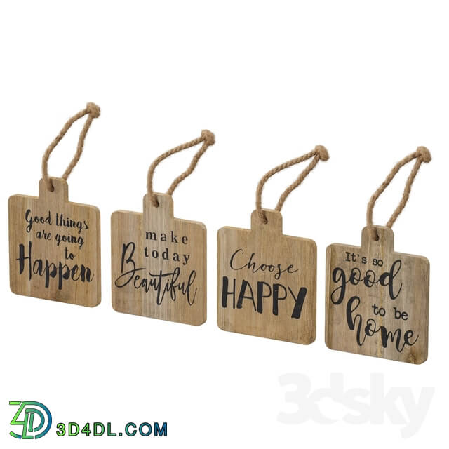 Other kitchen accessories - 4 Piece Farmhouse Positive Vibe Hanging Tag Wall Decor Set