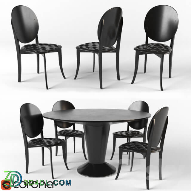 Table _ Chair - Black Table and chairs