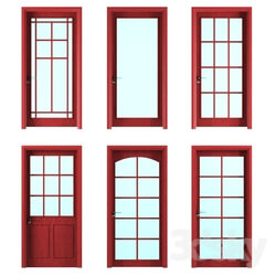 Doors - six doors with pane glass 