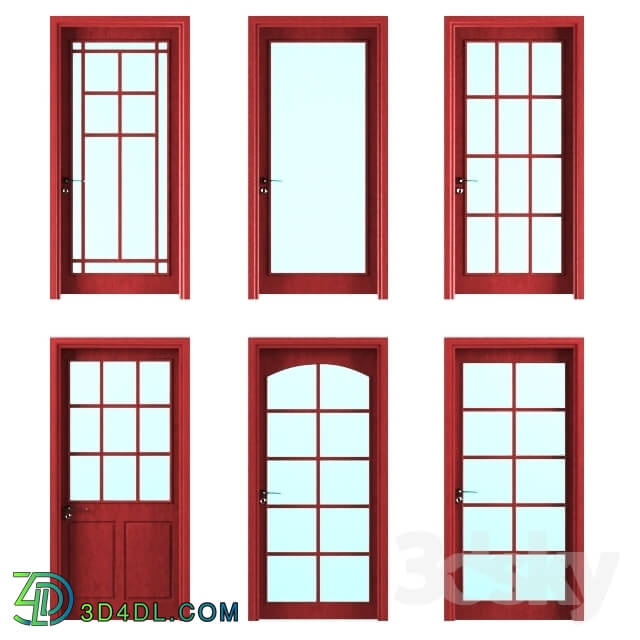 Doors - six doors with pane glass