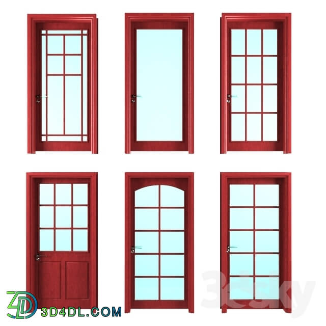 Doors - six doors with pane glass