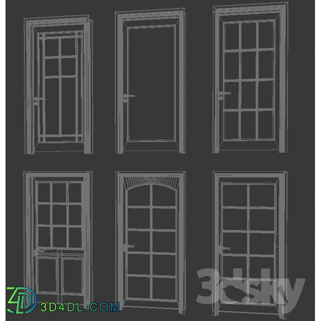 Doors - six doors with pane glass