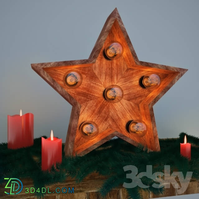 Other decorative objects - STAR WITH LAMPS OF WOOD