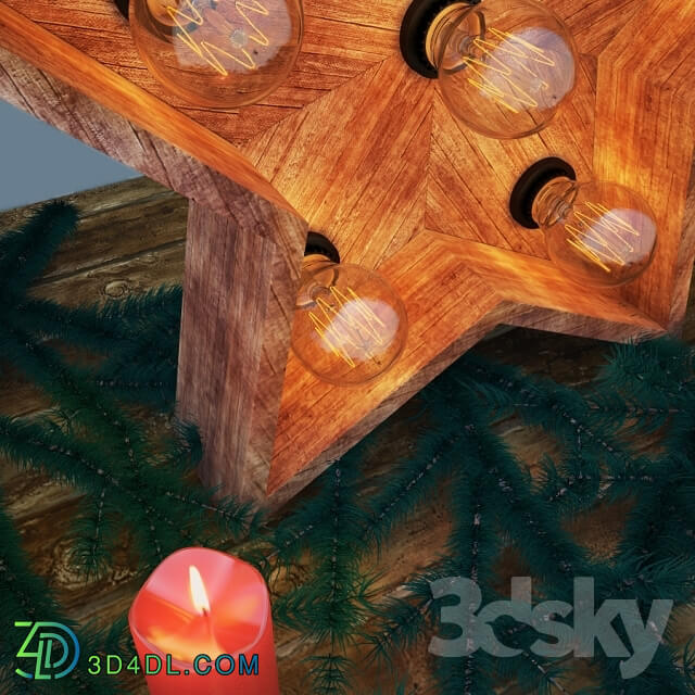 Other decorative objects - STAR WITH LAMPS OF WOOD