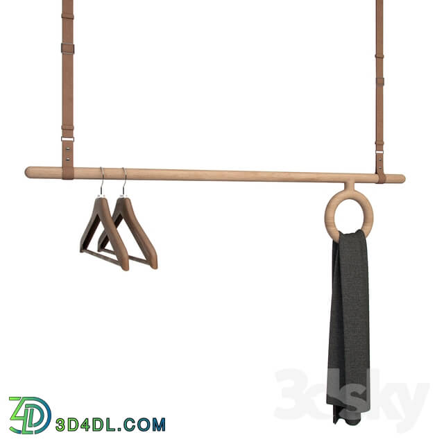 Clothes and shoes - Florian Saul Designs A Wood And Leather Hanging Coat Rack