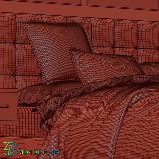 Bed - Westelm Grid-Tufted Upholstered Tapered Leg Bed