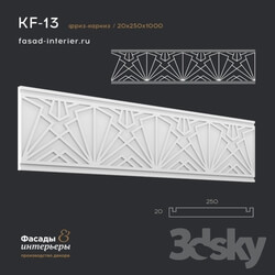 Decorative plaster - Gypsum frieze-cornice - KF-13. Dimensions _20x250x1000_. Exclusive series of decor _Geometrica_. 