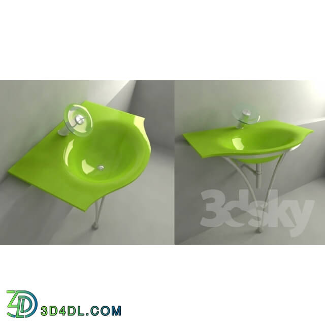 Wash basin - glass sink with mixer dekorotivnym