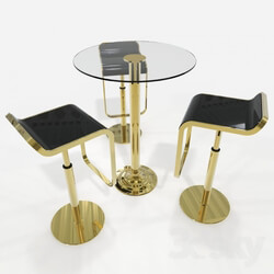 Table _ Chair - Bar Table _amp_ 3 Barstool Set 