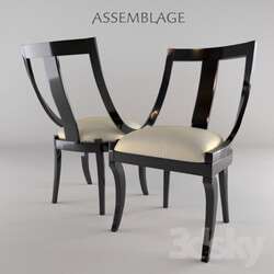 Chair - Italian Black Lacquer _ Moire Dining Chair 