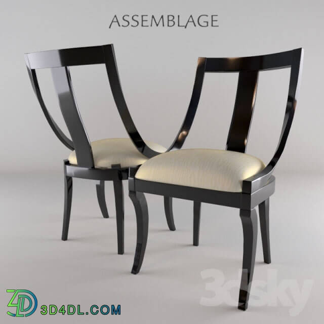 Chair - Italian Black Lacquer _ Moire Dining Chair