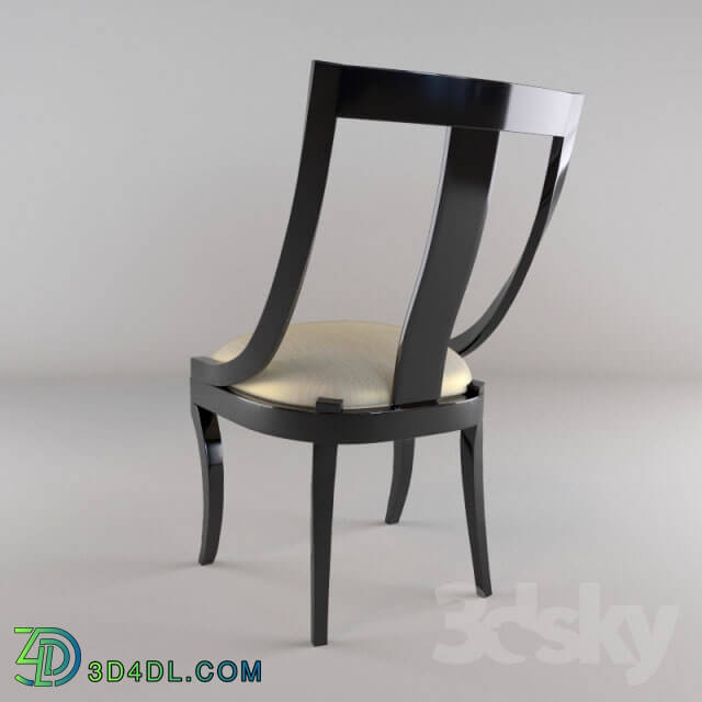 Chair - Italian Black Lacquer _ Moire Dining Chair