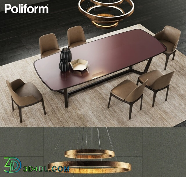 Table _ Chair - Poliform Concorde Table _ Grace Chair