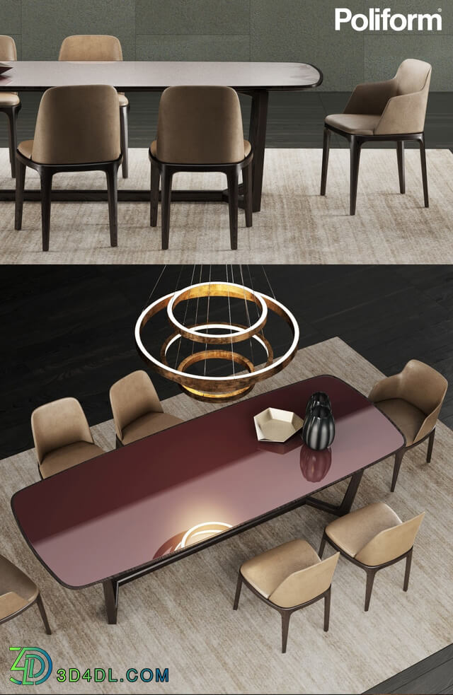 Table _ Chair - Poliform Concorde Table _ Grace Chair