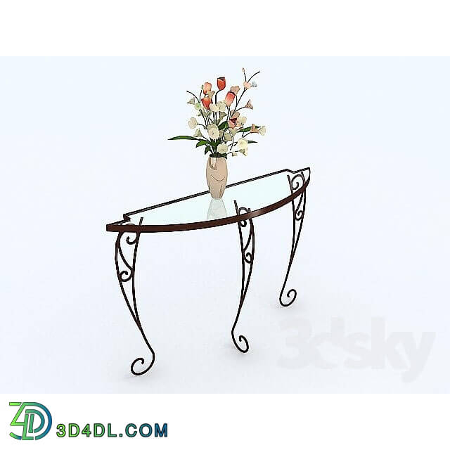 Table - Wrought table-console with a glass tabletop