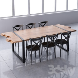 Table _ Chair - Zanotta Raw _amp_ Ton N _ 150 set 
