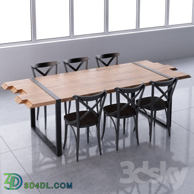 Table _ Chair - Zanotta Raw _amp_ Ton N _ 150 set