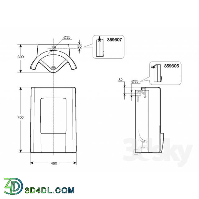 Toilet and Bidet - Urinal Roca Site Frontal art.35960500