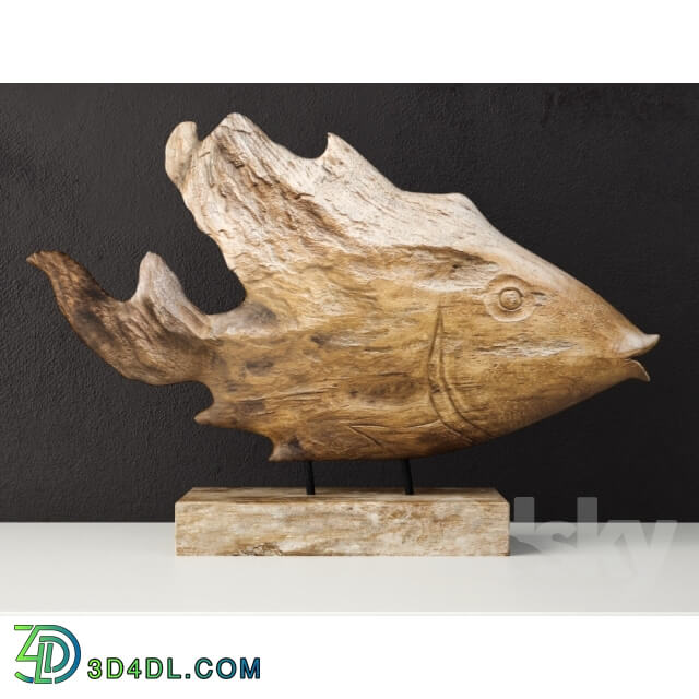 Other decorative objects - Teak Fish Bust _ Uttermost