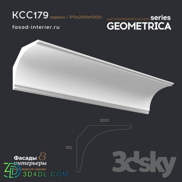 Decorative plaster - Gypsum Cornice - KCC179. Dimension - 200x170. Exclusive decor series _Geometrica_.