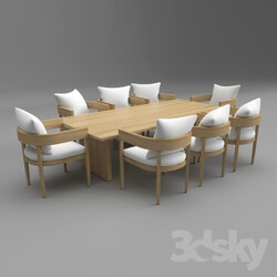Table _ Chair - Balmin Teak outdoor dining table and armchair 