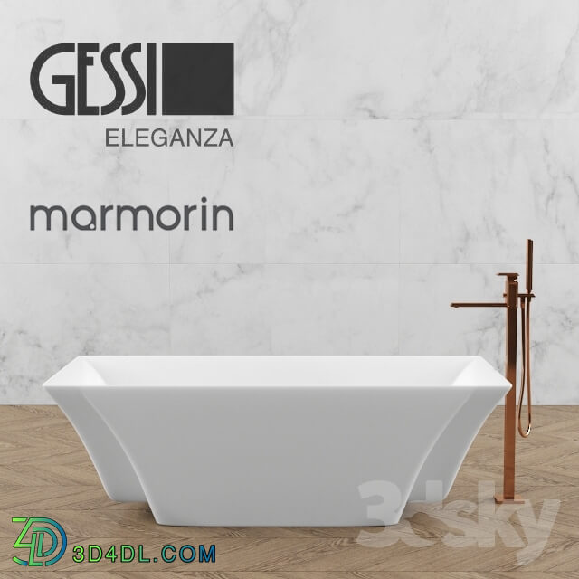 Bathtub - Gessi_Eleganza_and_Marmorin_Loren_Free_standing_bathtub
