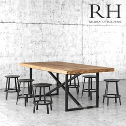 Table _ Chair - Restoration Hardware dining table and stools 