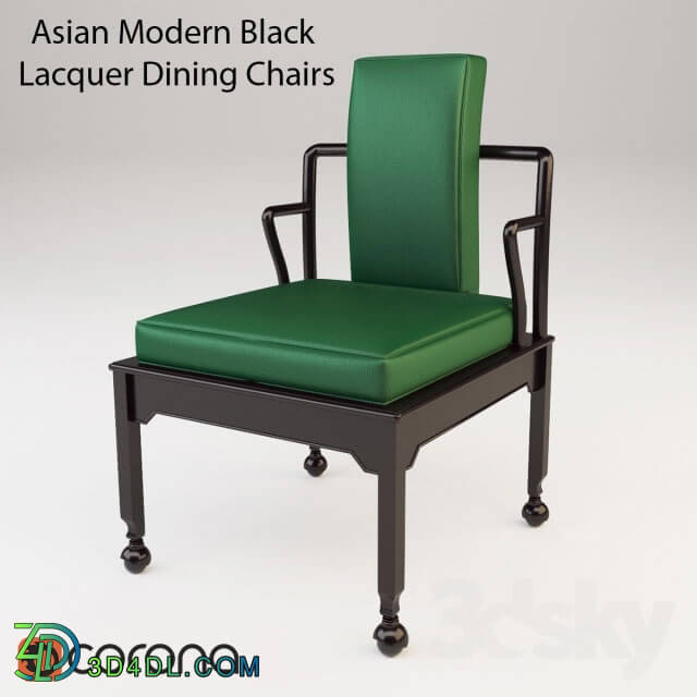 Arm chair - Asian Modern Black Lacquer Dining Chairs