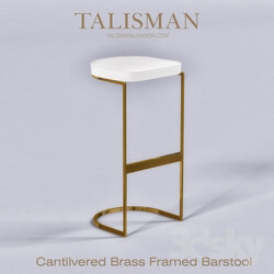 Chair - Cantilvered Brass Framed Barstool - TALISMAN 