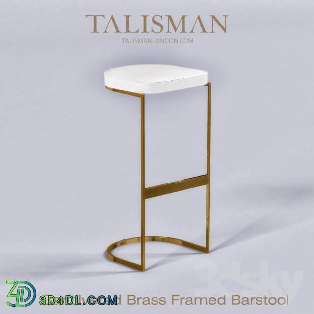 Chair - Cantilvered Brass Framed Barstool - TALISMAN