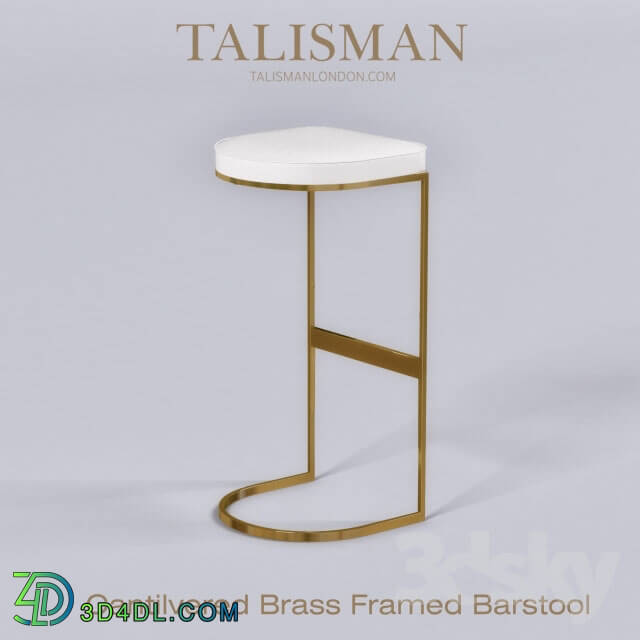 Chair - Cantilvered Brass Framed Barstool - TALISMAN