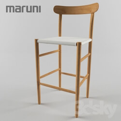 Chair - Bar Stool Mid _Mesh seat_ _ Lightwood - MARUNI 