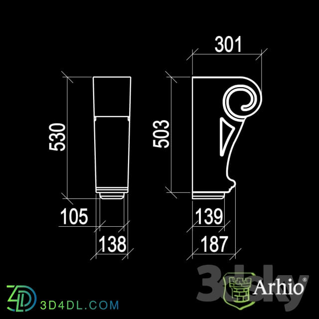 Decorative plaster - bracket AKR53-1