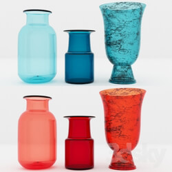 Vase - 3 Vases _Blue_ Red_ Green_ 