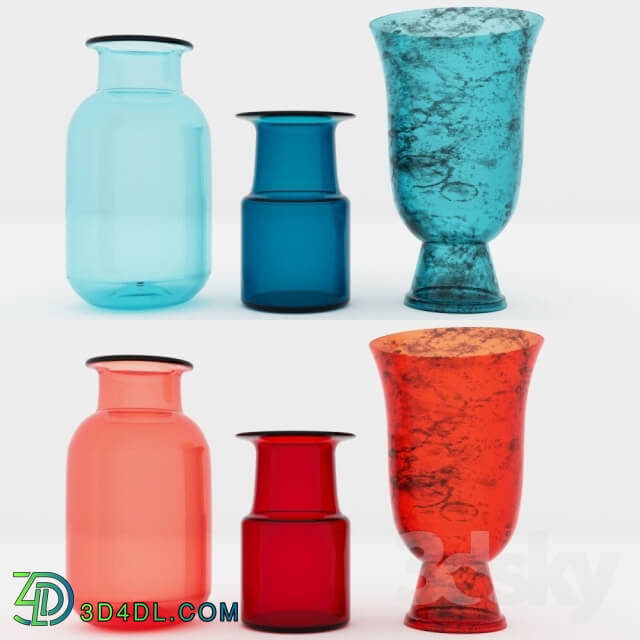 Vase - 3 Vases _Blue_ Red_ Green_