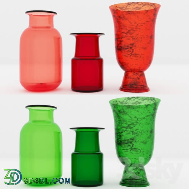 Vase - 3 Vases _Blue_ Red_ Green_