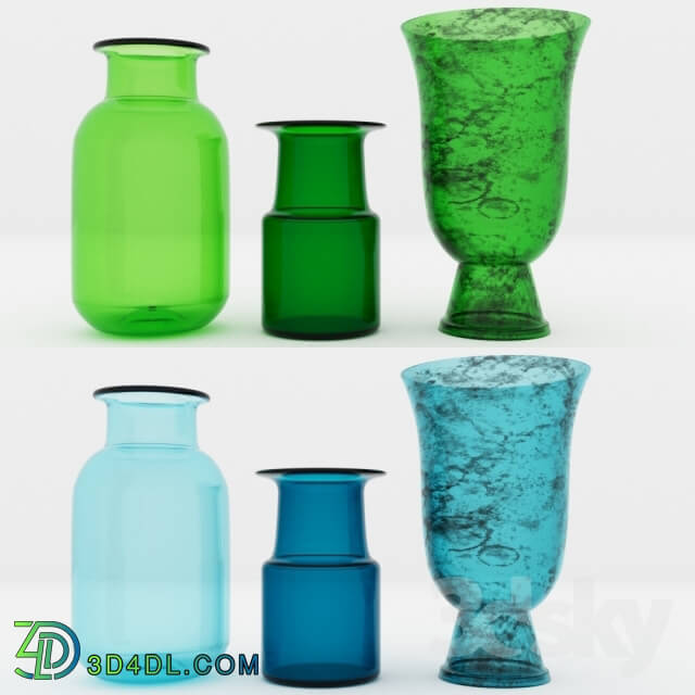 Vase - 3 Vases _Blue_ Red_ Green_