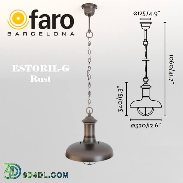 Ceiling light - Faro ESTORIL-G Rust pendant lamp